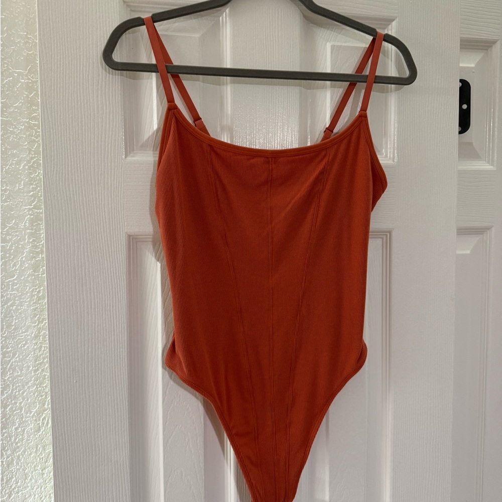 Colsie Terracotta Ribbed Bodysuit